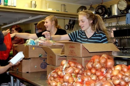 High school youth serving with us at the homeless shelter.