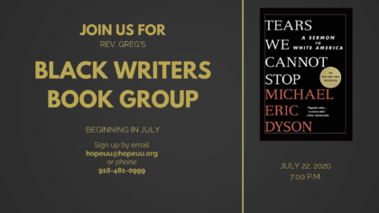 Join us for Rev. Greg's Black Writers Book Group starting in July