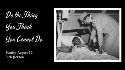Photo of Eleanor Roosevelt talking to an injured soldier